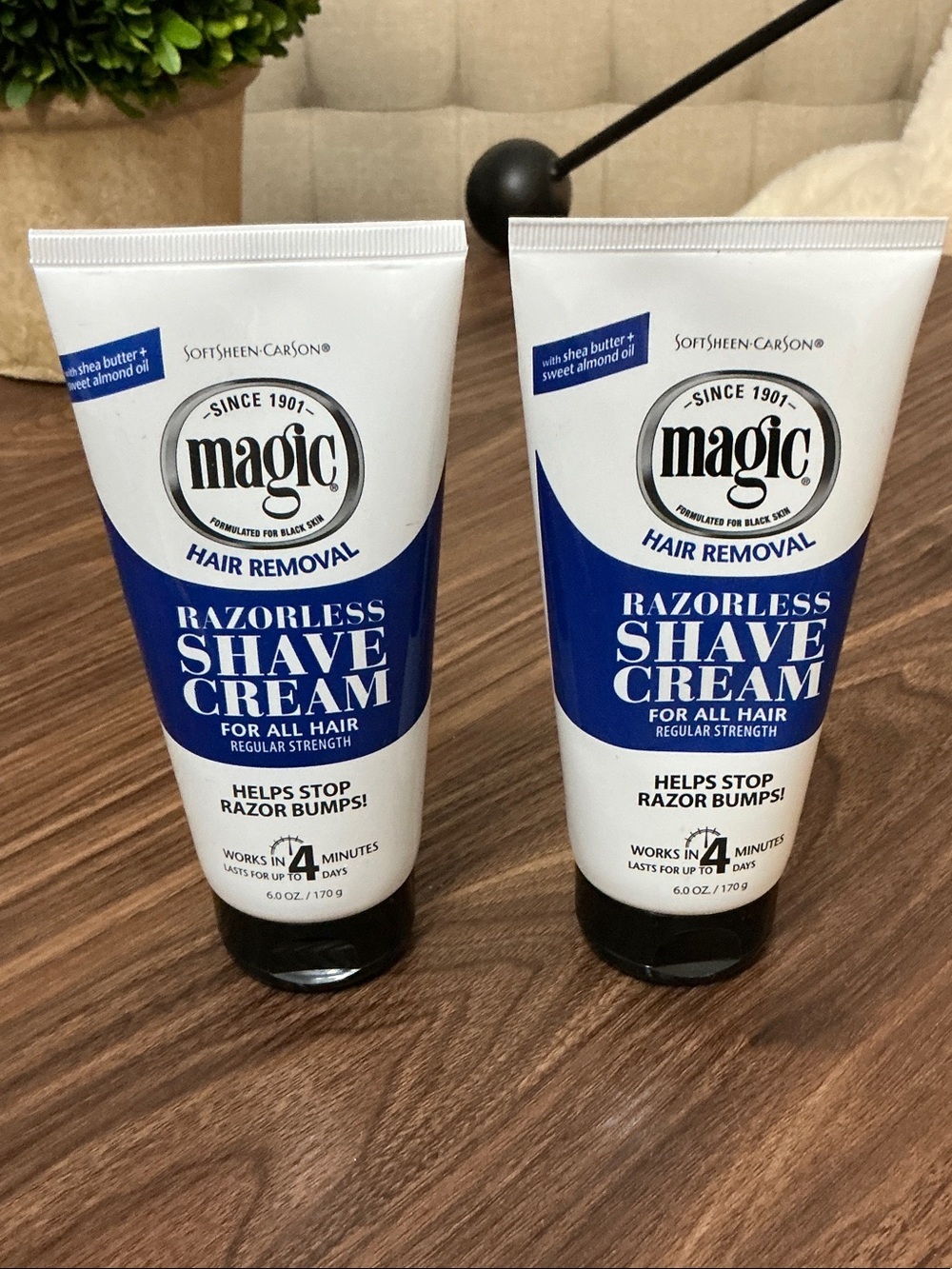 Magic Razorless Shave Cream for Men — Blue and White Tubes